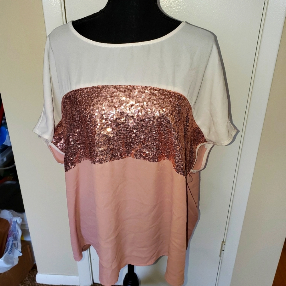 Shein Curve Sequins Blouse